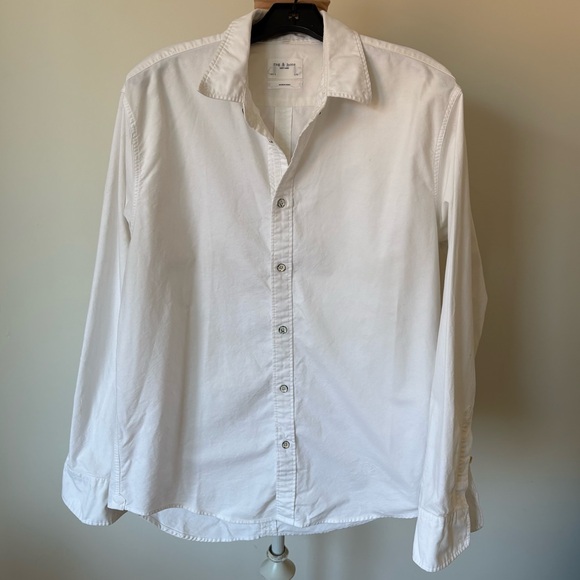 rag & bone Men’s Cotton Dobby White Long Sleeve Button-Up Shirt Size Large - Picture 2 of 12